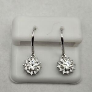 Moissanite 1.85 TCW Sterling Silver Screw Flower Pave Set Earrings